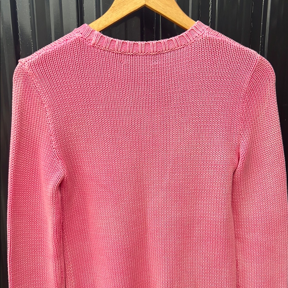 RALPH LAUREN Heritage American Flag 100% Cotton Chunky Knit Spell Sweater Pink - Picture 12 of 16